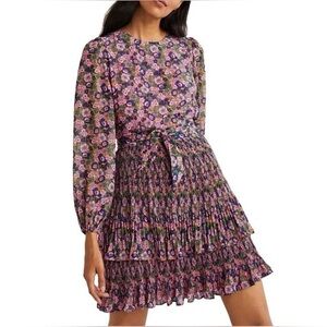 Boden Floral Mini Dress - Purple and Pink